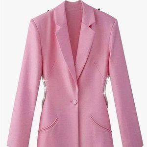 Pink Silk Crystal Blazer Dress